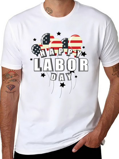 Happy Labor Day American Flag Balloons Graphic Tee