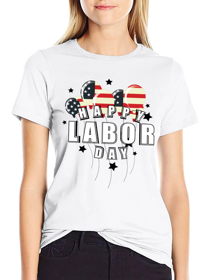 Happy Labor Day American Flag Balloons Graphic Tee