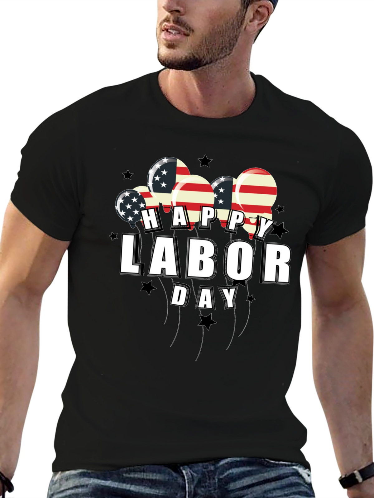 Happy Labor Day American Flag Balloons Graphic Tee