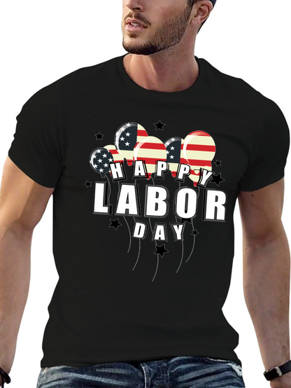 Happy Labor Day American Flag Balloons Graphic Tee