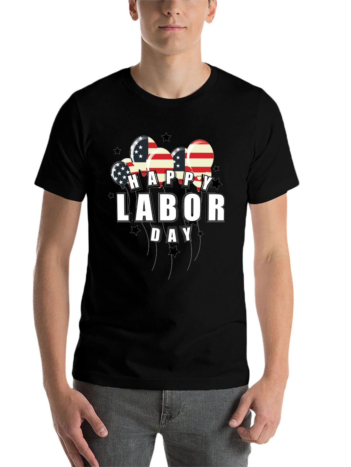 Happy Labor Day American Flag Balloons Graphic Tee