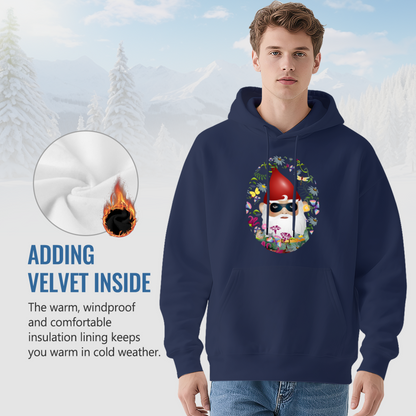 Cool Garden Gnome Sunglasses Floral Oval Graphic Hoodie