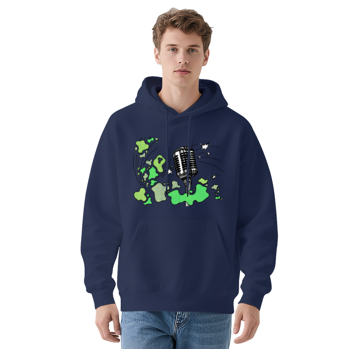 Retro Microphone Green Splatter Hoodie