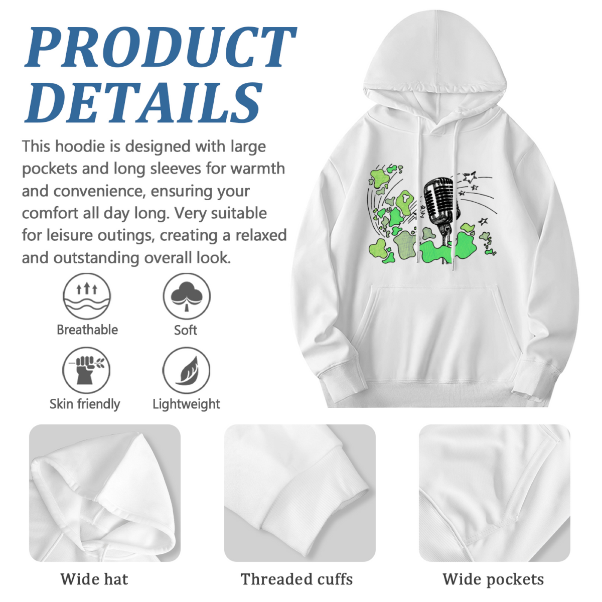 Retro Microphone Green Splatter Hoodie