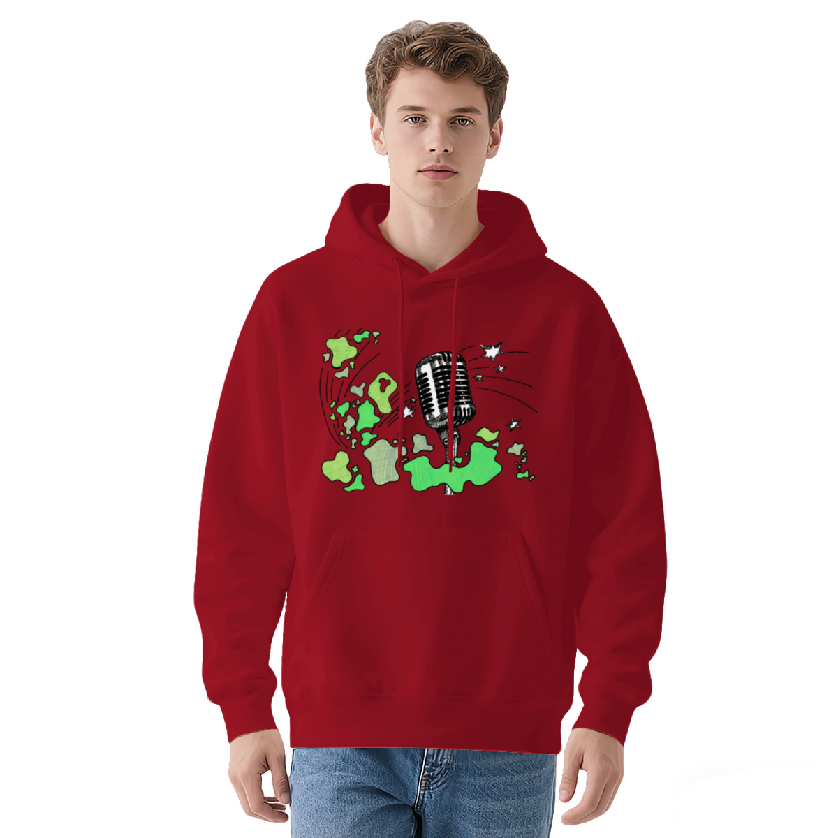 Retro Microphone Green Splatter Hoodie