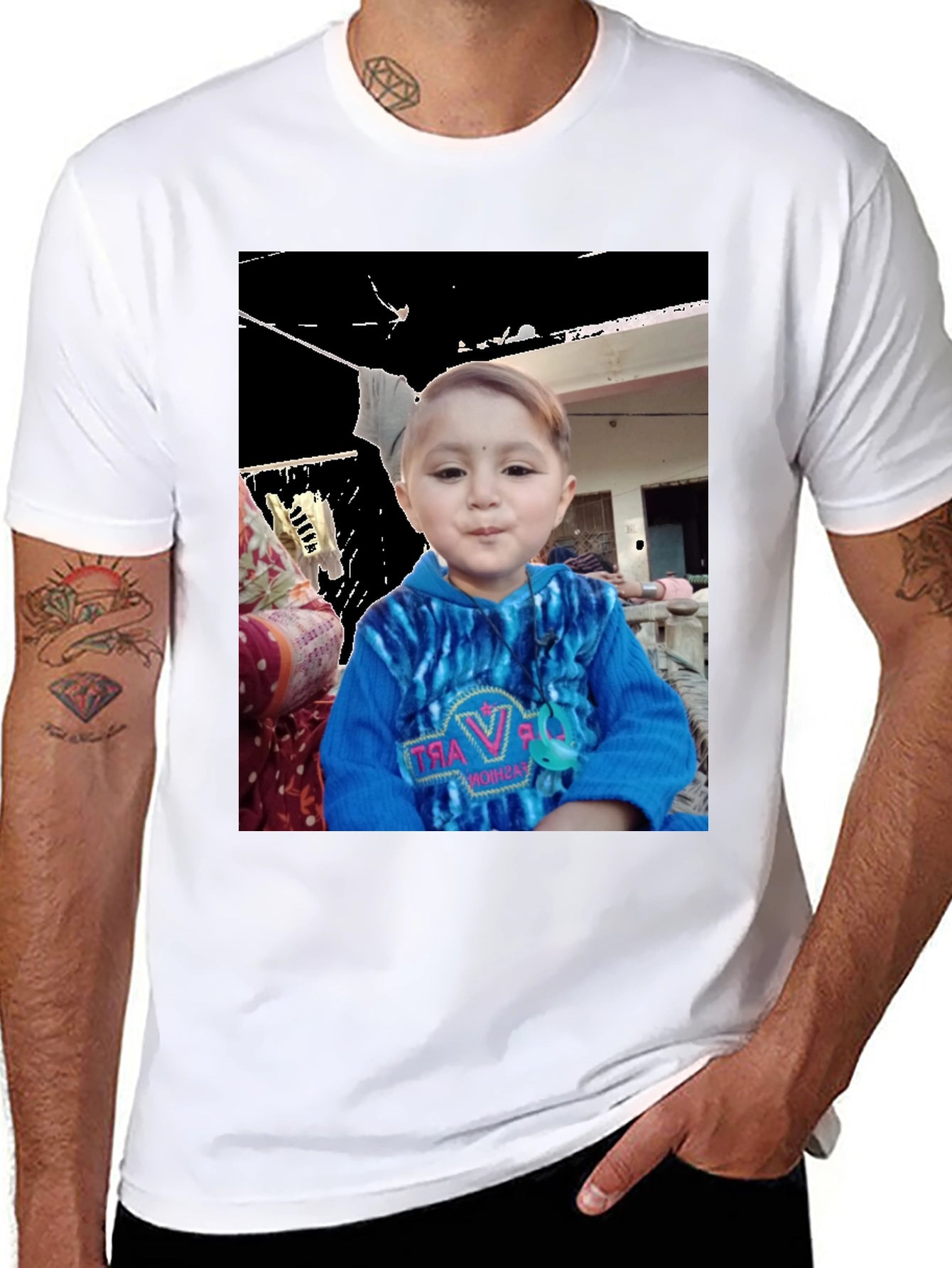 Custom Black T-Shirt with Unique Kids Photo