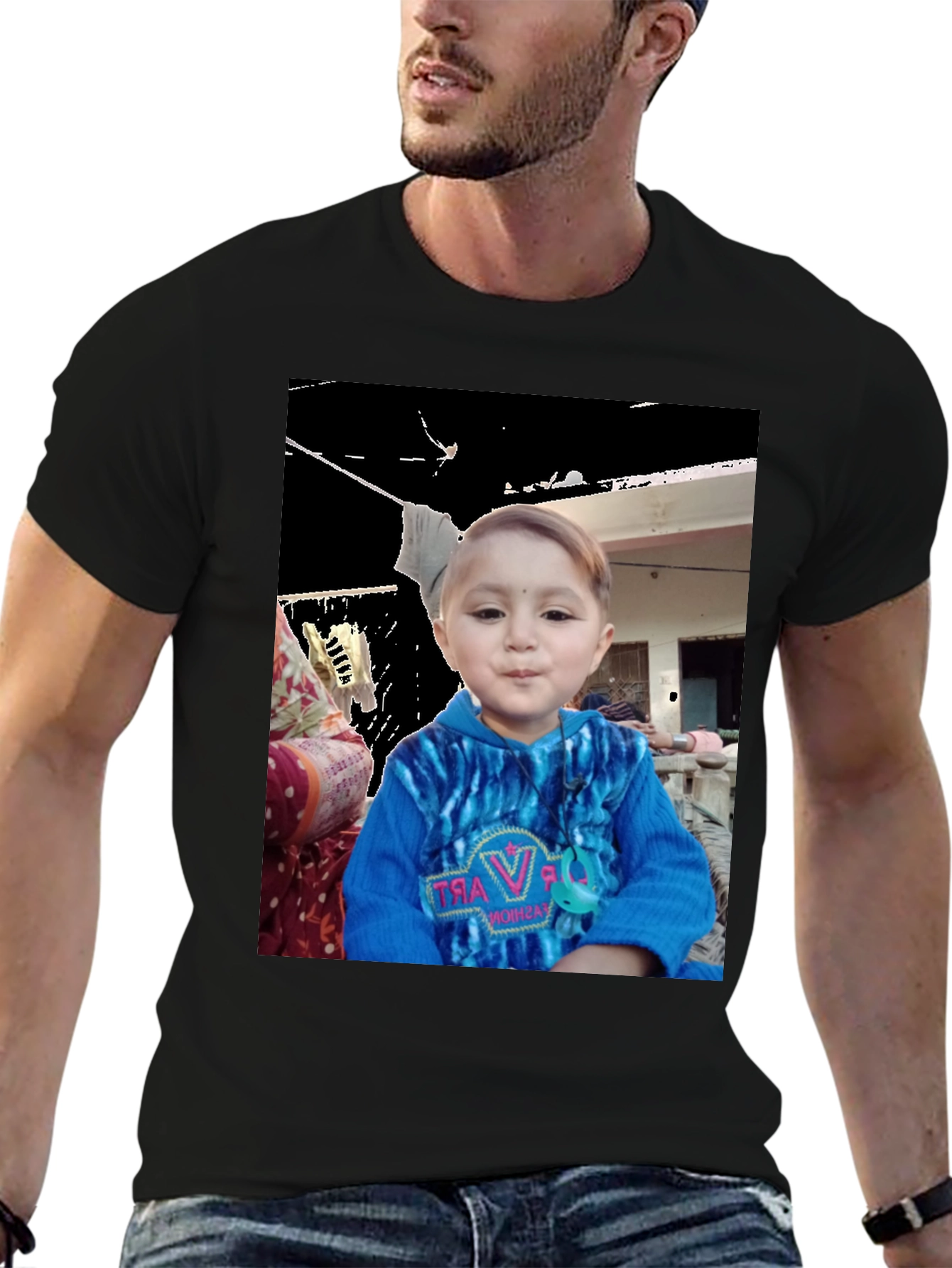 Custom Black T-Shirt with Unique Kids Photo