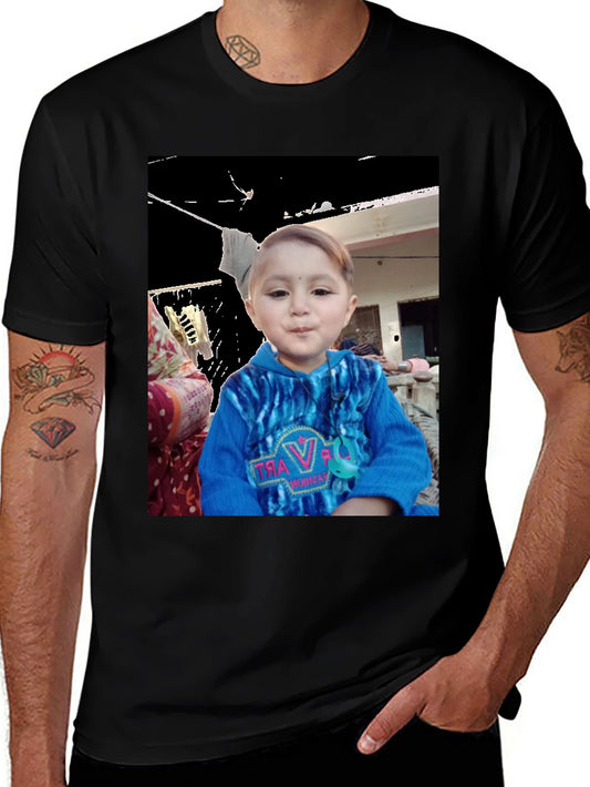 Custom Black T-Shirt with Unique Kids Photo