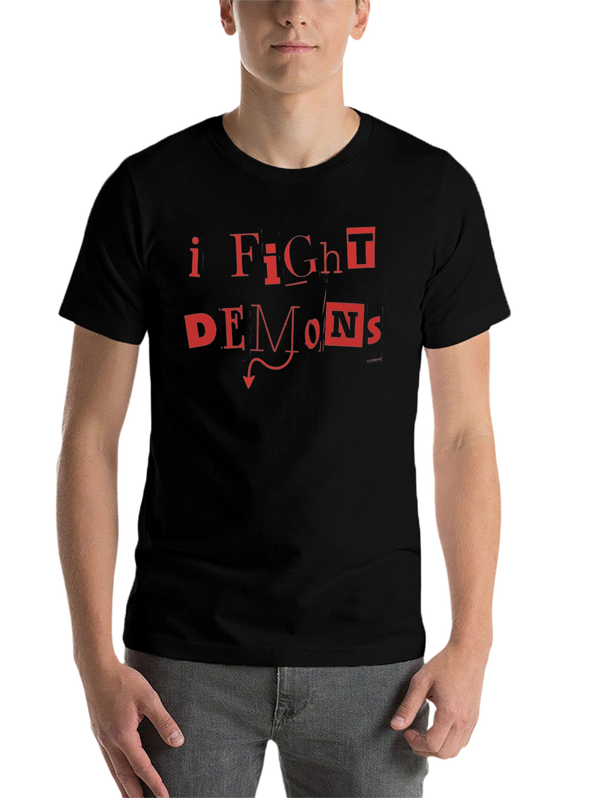 I Fight Demons Graphic T-Shirt - Bold Red Print