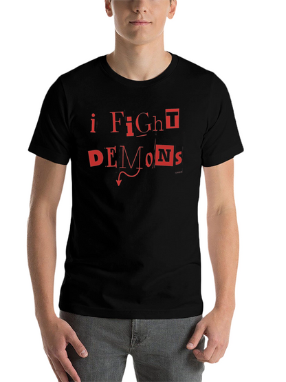 I Fight Demons Graphic T-Shirt - Bold Red Print