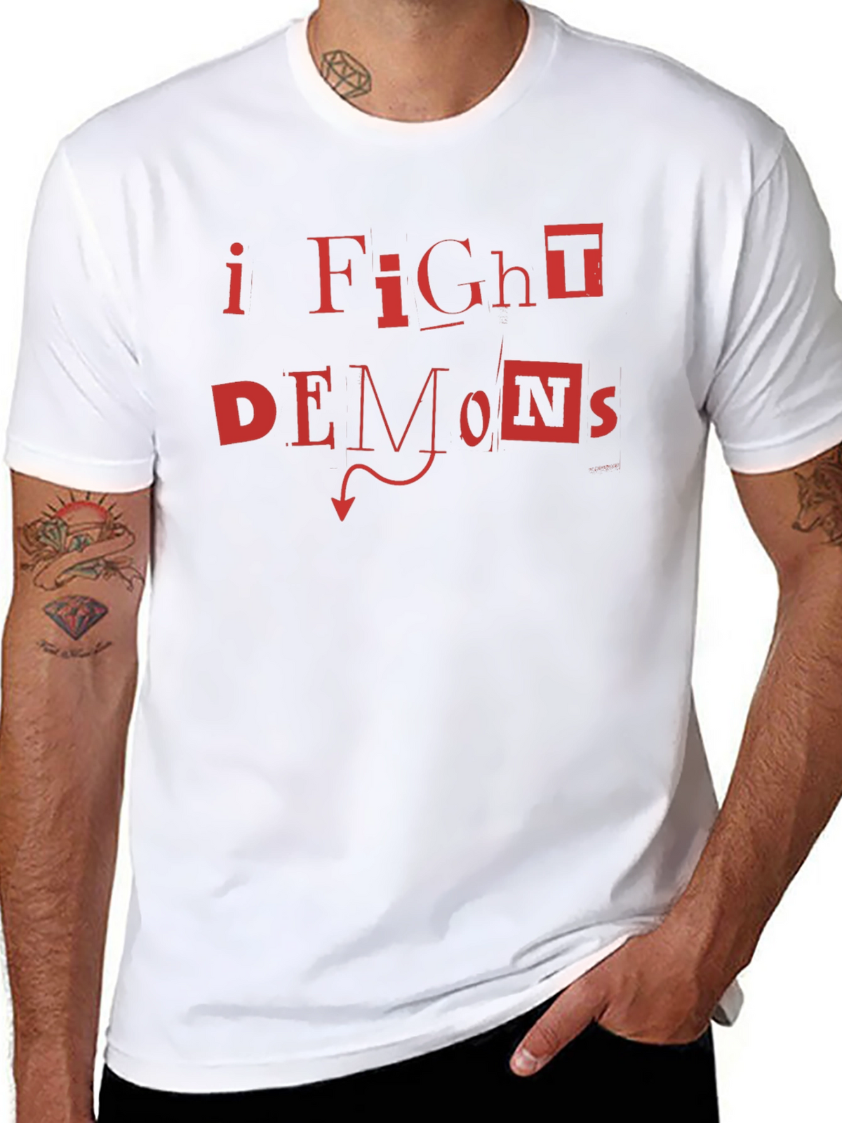 I Fight Demons Graphic T-Shirt - Bold Red Print