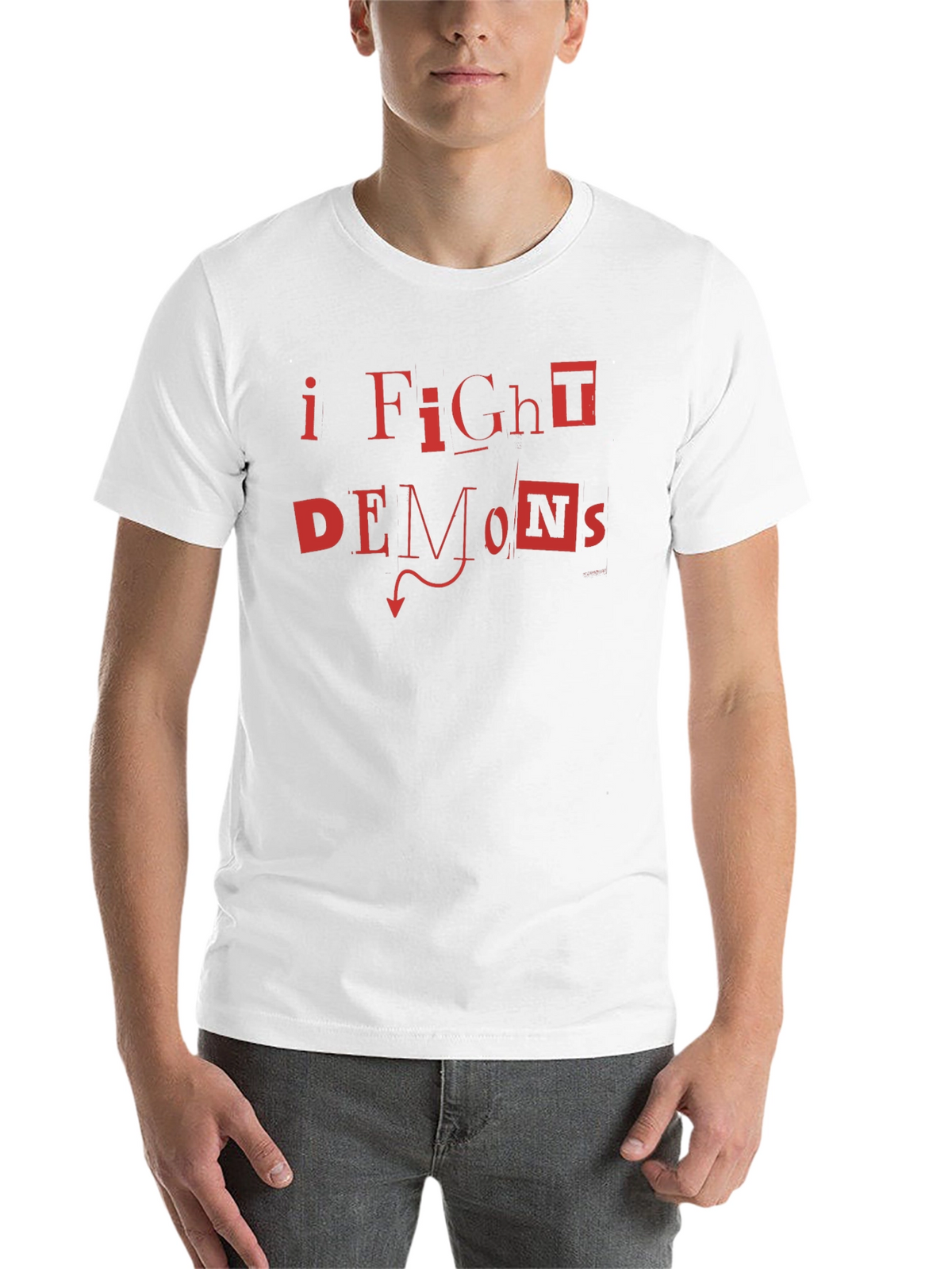 I Fight Demons Graphic T-Shirt - Bold Red Print
