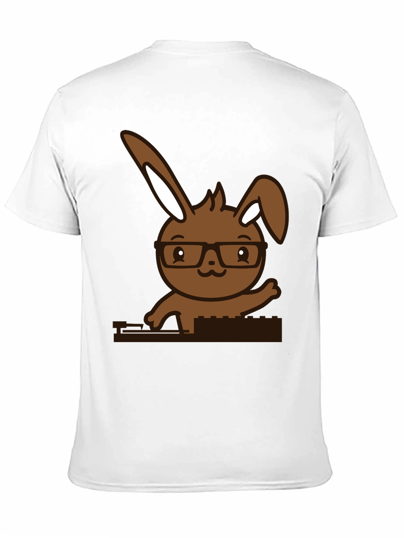 Hipster Bunny Graphic Tee - Black Cotton Blend