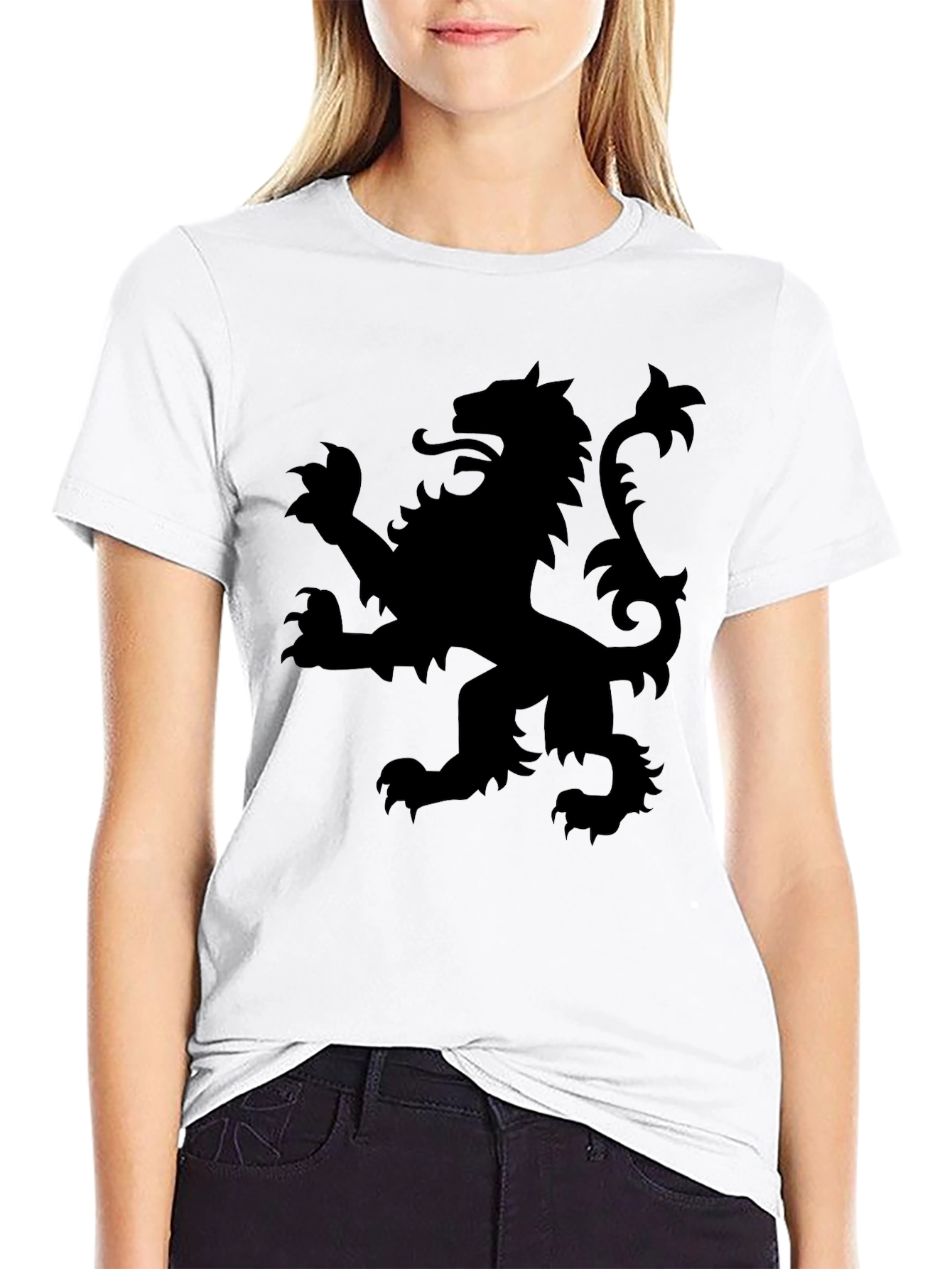 Black T-Shirt with Lion Rampant Graphic