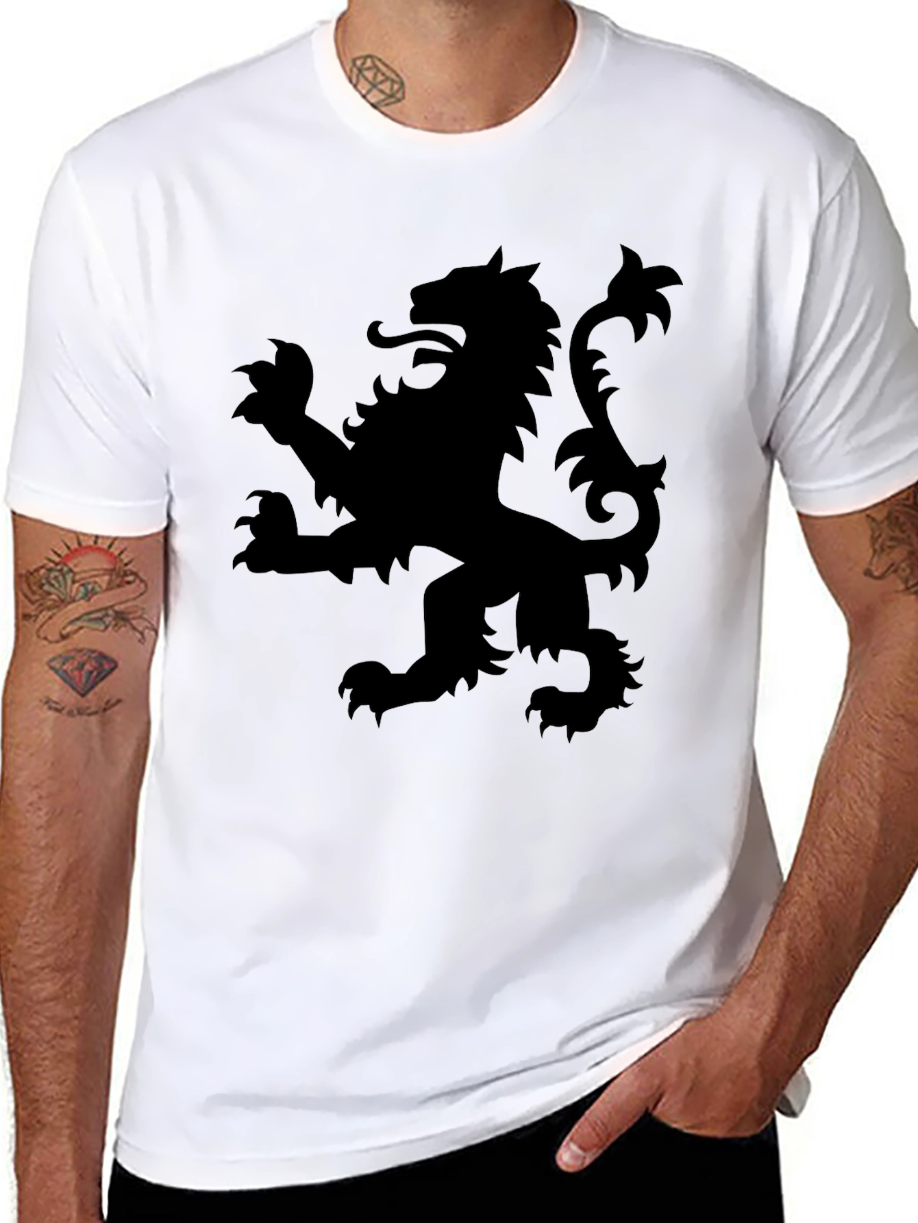 Black T-Shirt with Lion Rampant Graphic