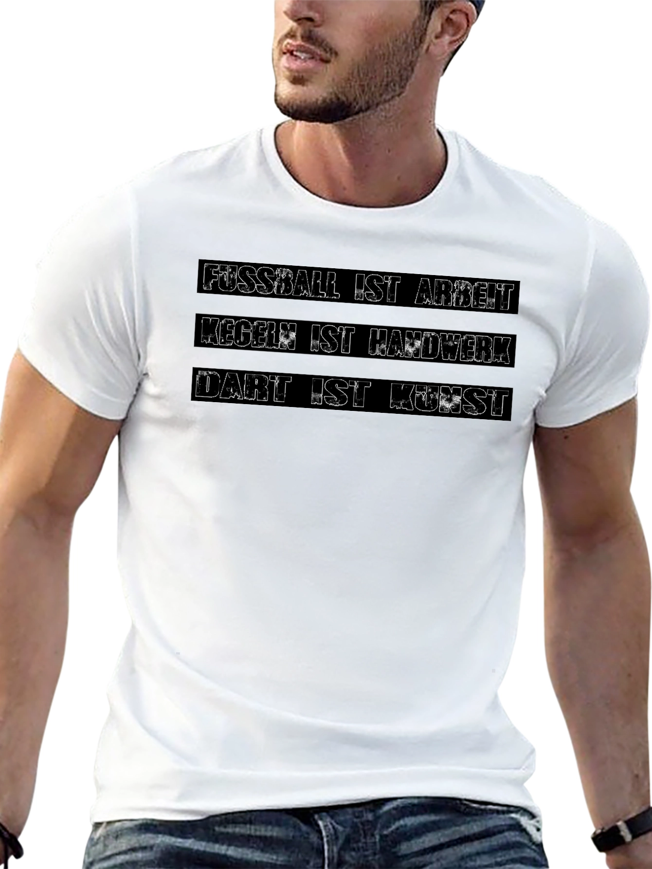 Fussball Kegeln Dart Mens Black T-Shirt