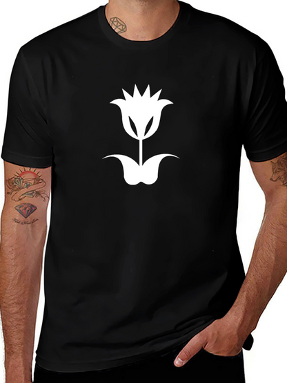 Tulip Graphic Tee - Modern Black Cotton T-Shirt
