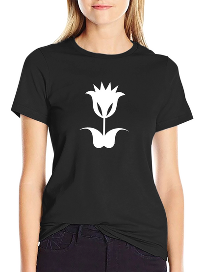 Tulip Graphic Tee - Modern Black Cotton T-Shirt