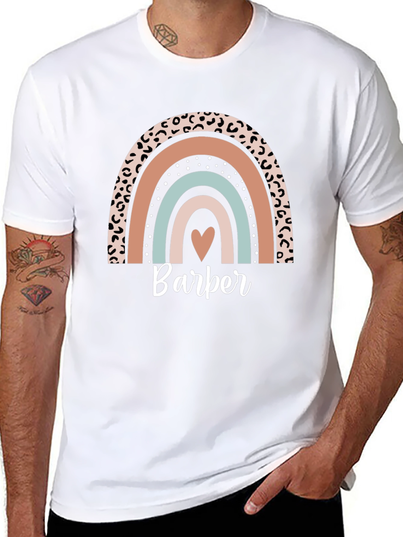 Stylish Barber Rainbow Graphic T-Shirt