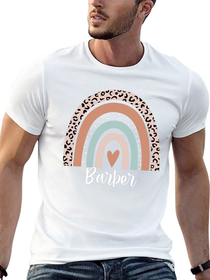 Stylish Barber Rainbow Graphic T-Shirt