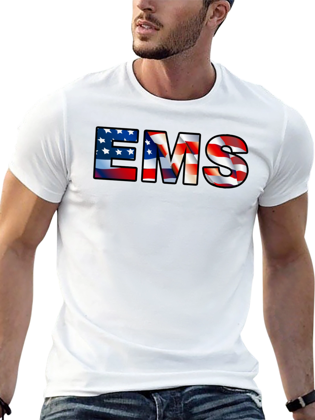 EMS American Flag Patriotic Graphic T-Shirt
