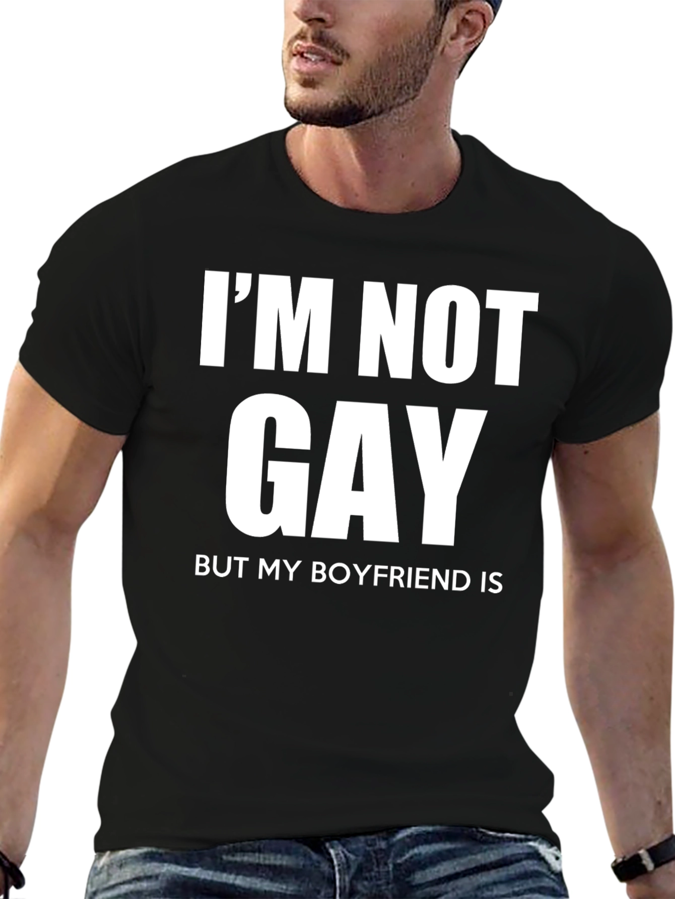 Funny Im Not Gay But My Boyfriend Is T-Shirt