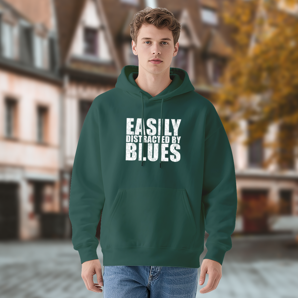 Easily Distracted By Blues Vintage Distressed Hoodie