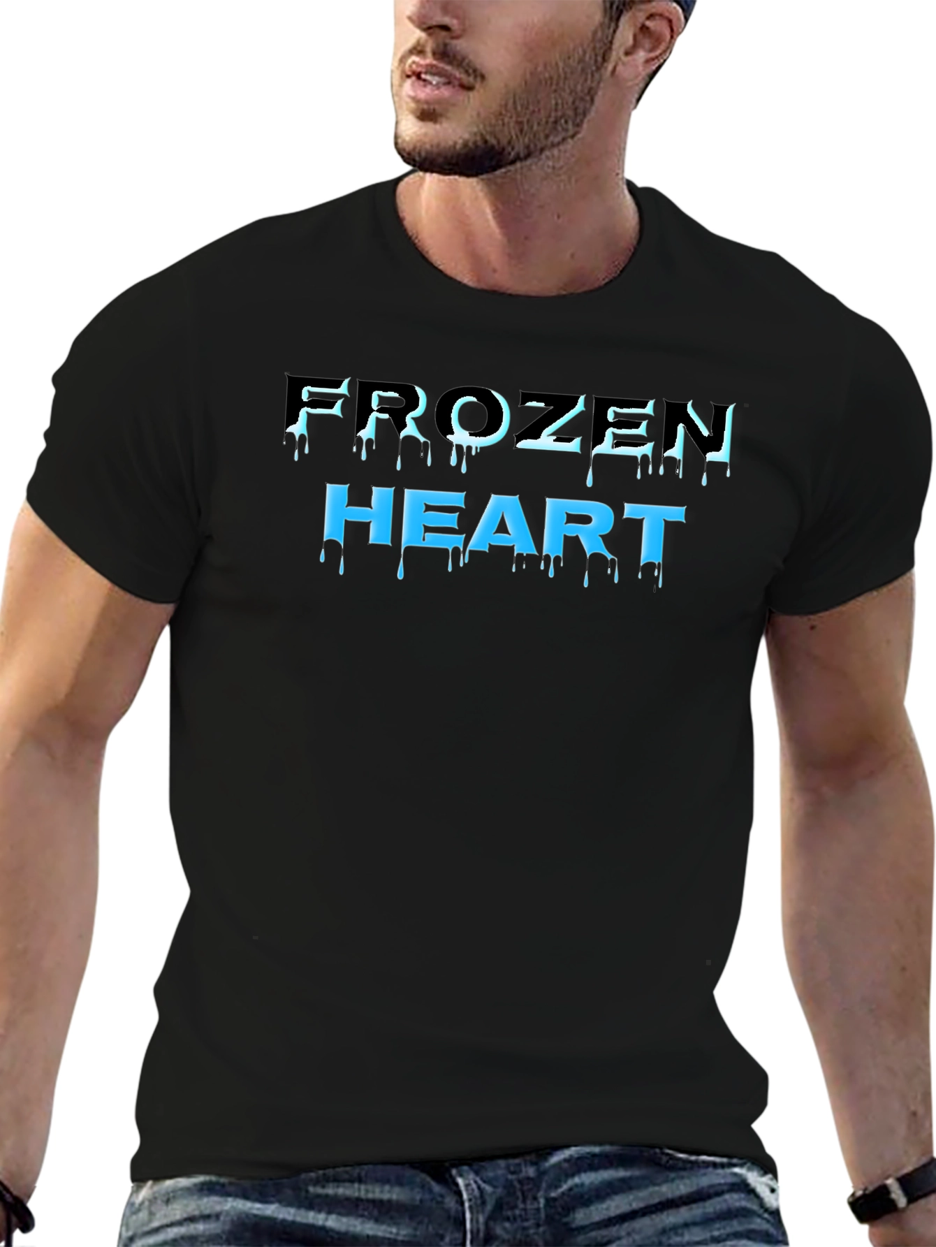 Frozen Heart Graphic Print Black T-Shirt