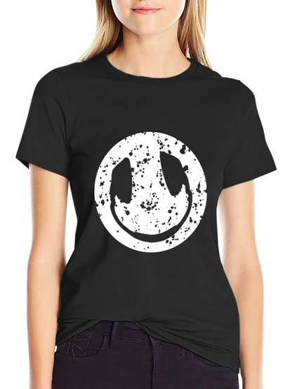 Grunge Smiley Face T-Shirt - Modern Graphic Tee
