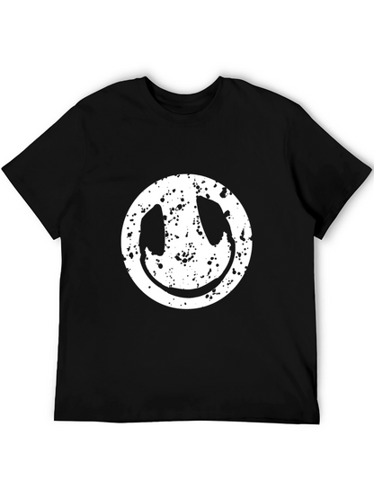 Grunge Smiley Face T-Shirt - Modern Graphic Tee
