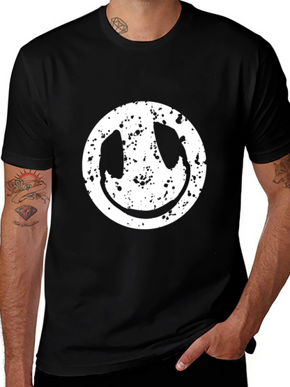 Grunge Smiley Face T-Shirt - Modern Graphic Tee