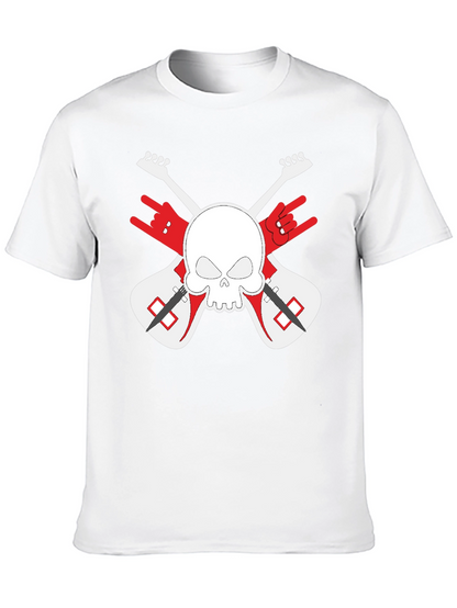 Rock On! Skull & Guitars Black Graphic T-Shirt