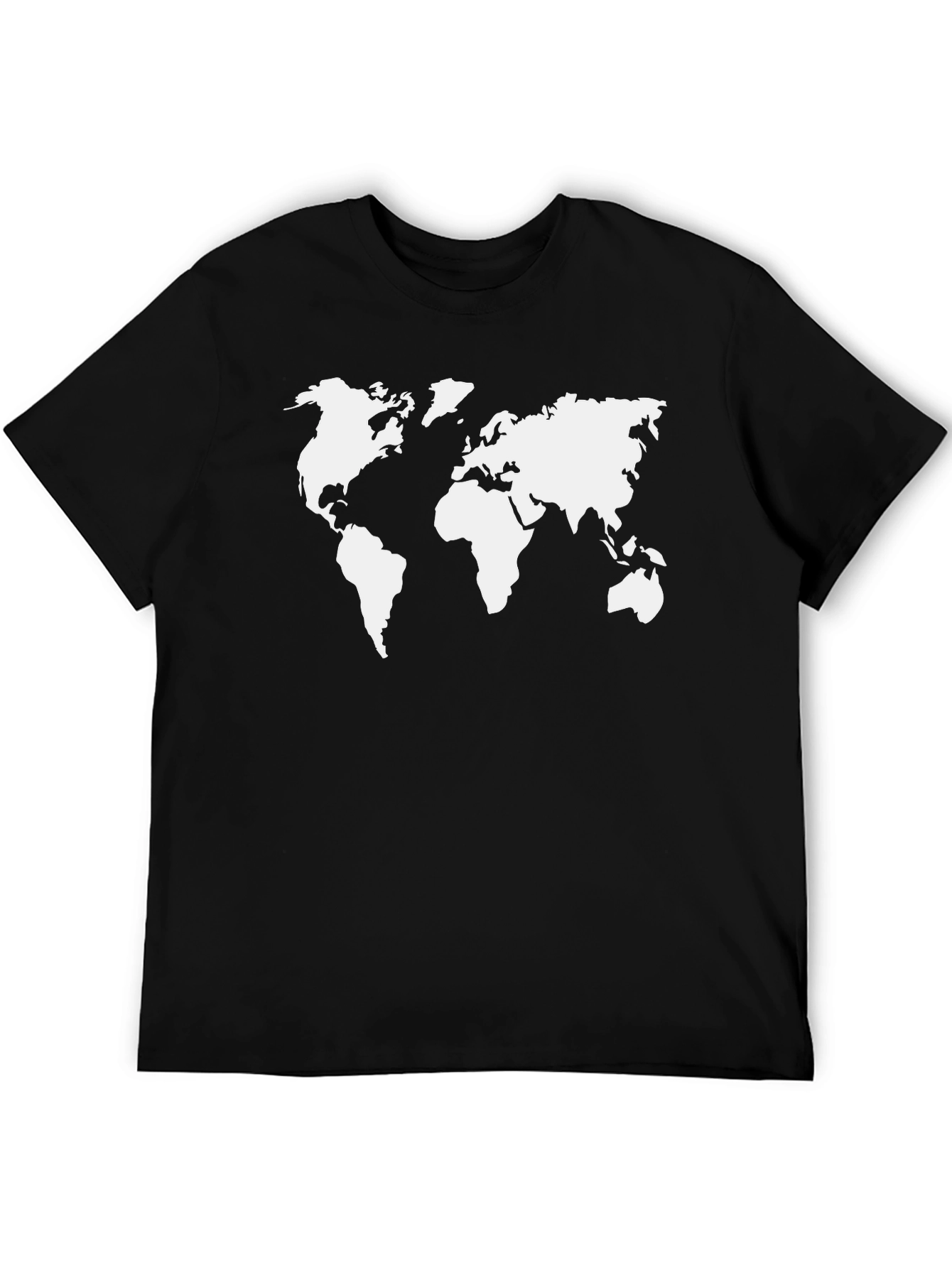 World Map Graphic Tee - Black Cotton Shirt