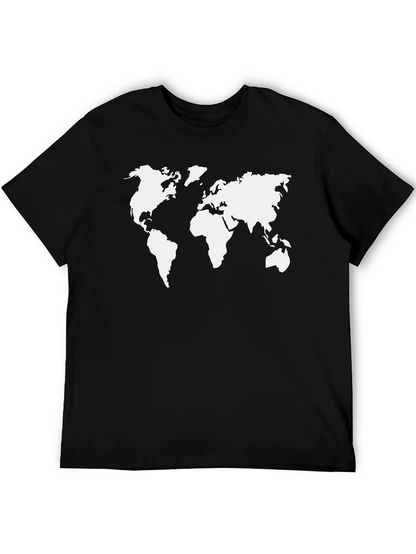 World Map Graphic Tee - Black Cotton Shirt
