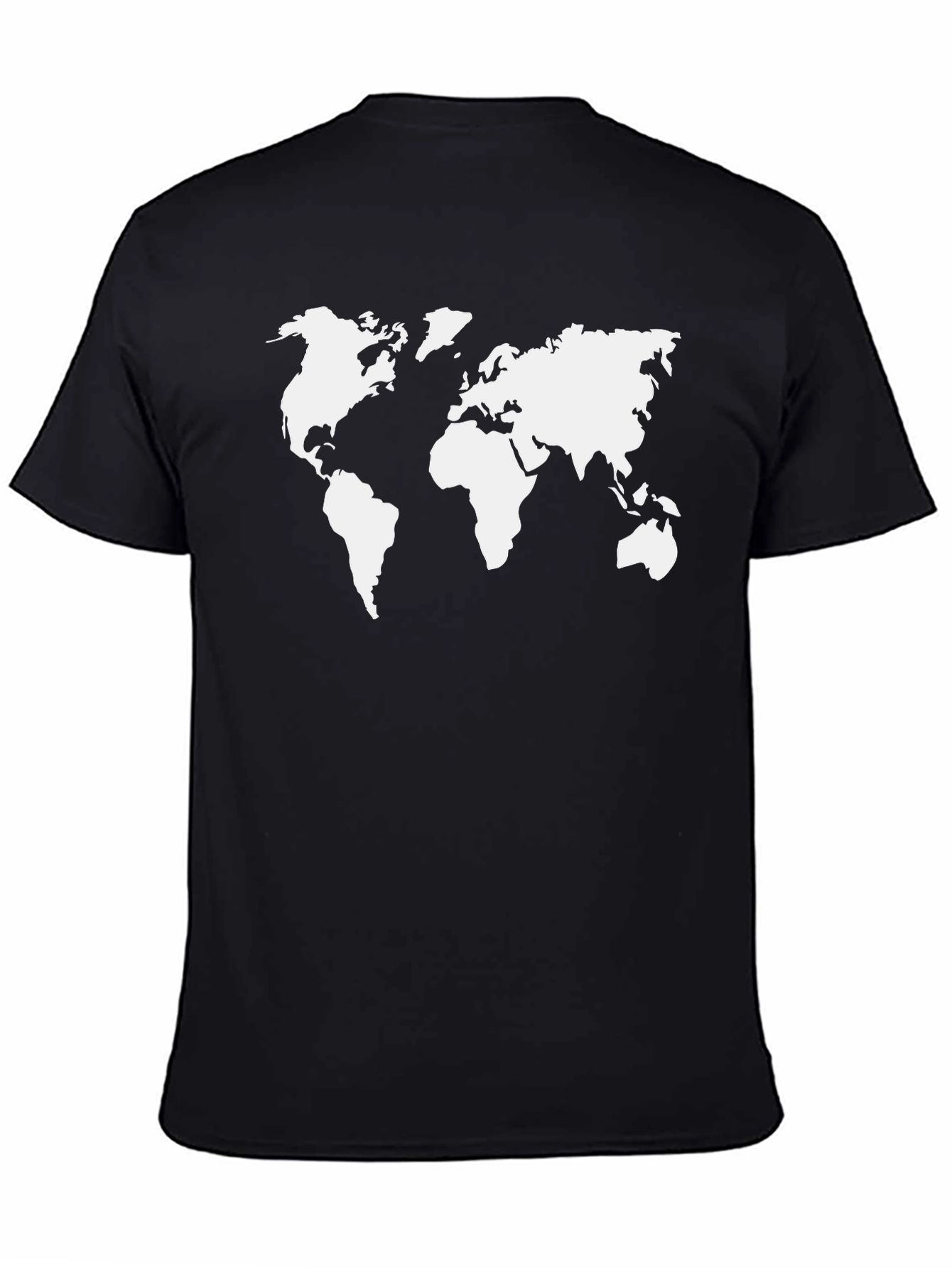 World Map Graphic Tee - Black Cotton Shirt