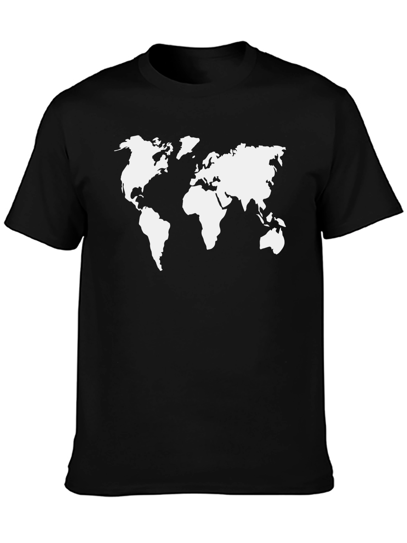 World Map Graphic Tee - Black Cotton Shirt