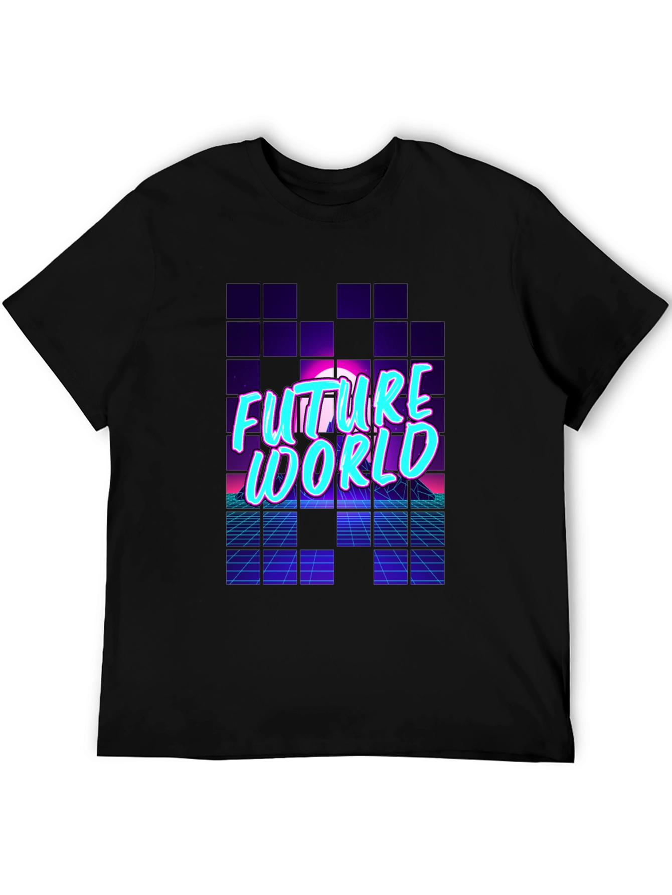 Future World Graphic Print Black T-Shirt