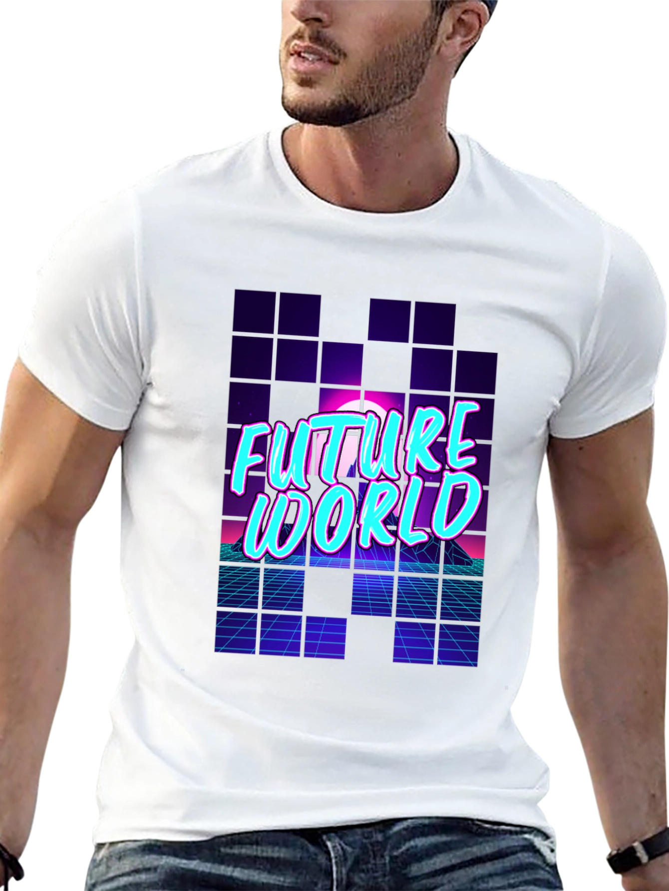 Future World Graphic Print Black T-Shirt