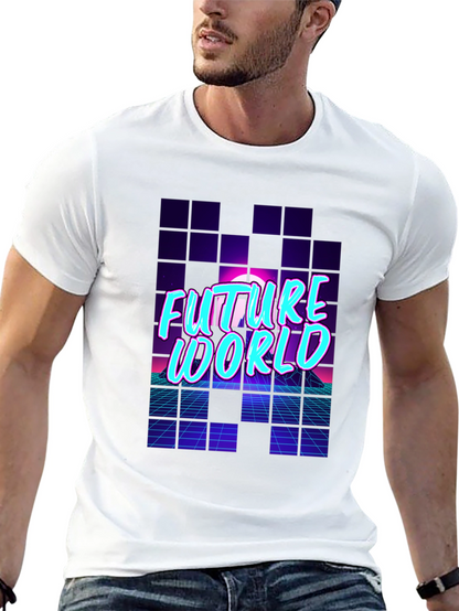 Future World Graphic Print Black T-Shirt