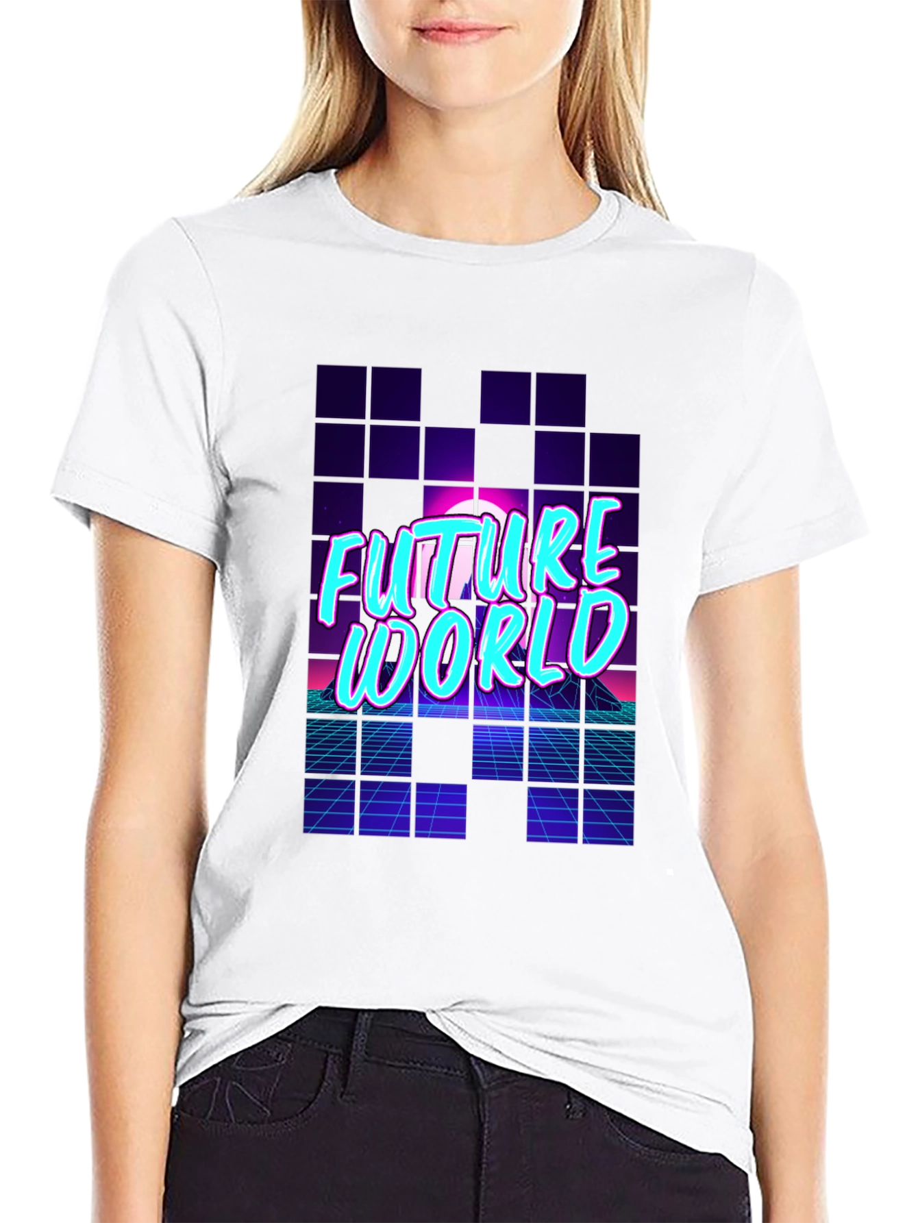 Future World Graphic Print Black T-Shirt