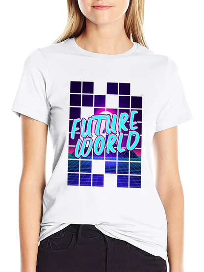 Future World Graphic Print Black T-Shirt