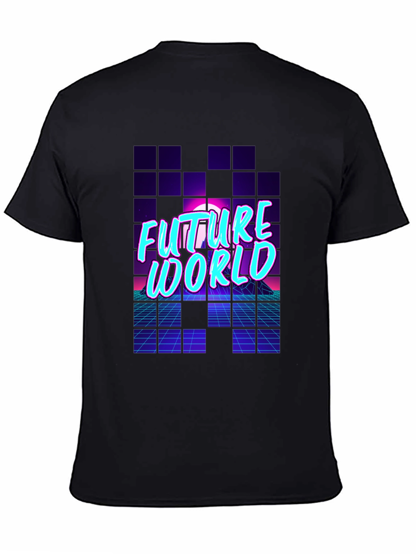 Future World Graphic Print Black T-Shirt