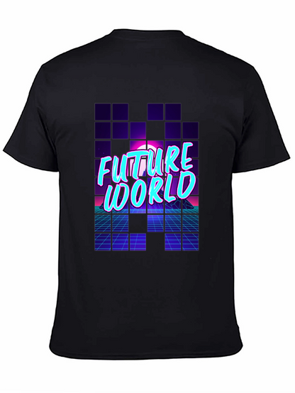 Future World Graphic Print Black T-Shirt