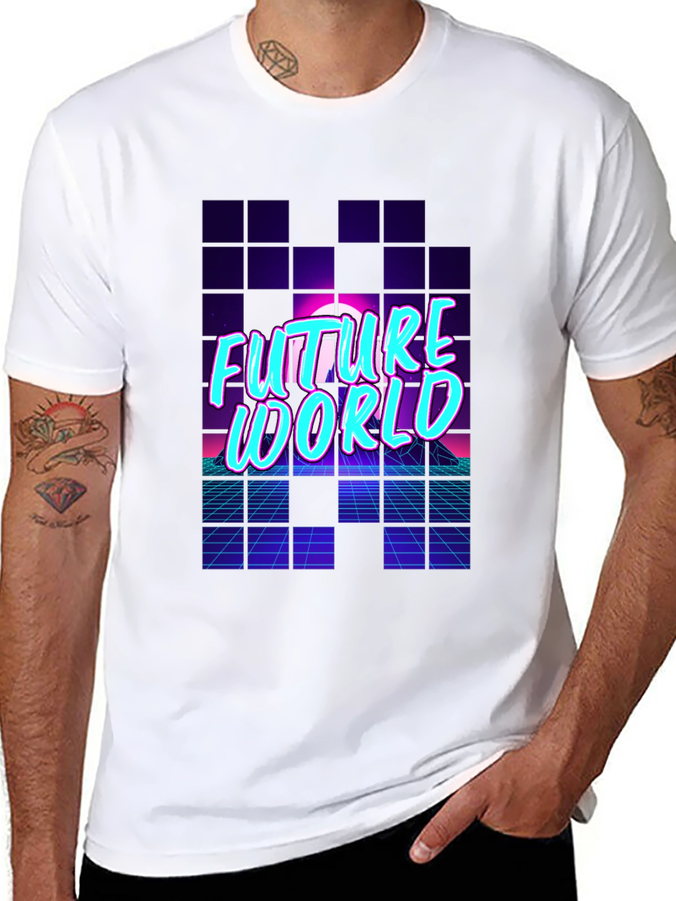 Future World Graphic Print Black T-Shirt