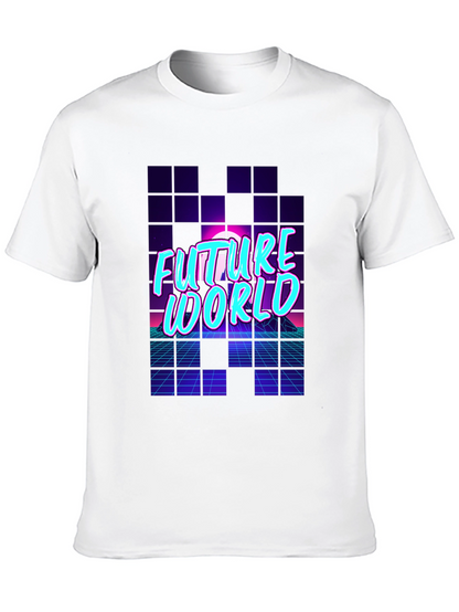 Future World Graphic Print Black T-Shirt