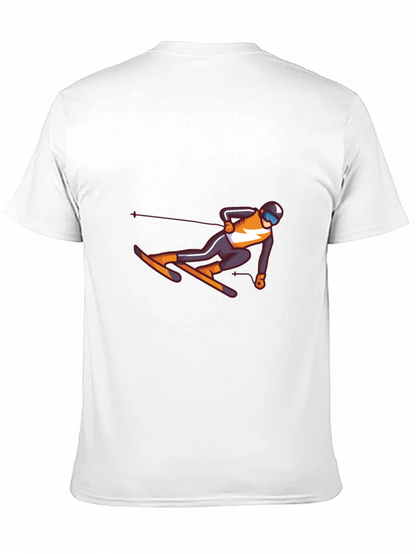 Skiing Graphic Tee - Black Cotton T-Shirt