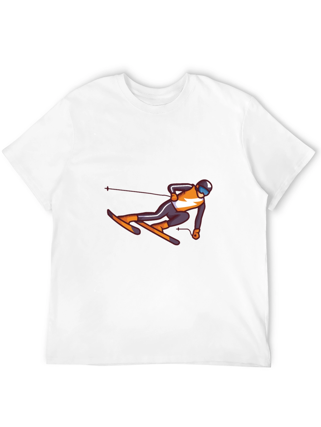 Skiing Graphic Tee - Black Cotton T-Shirt