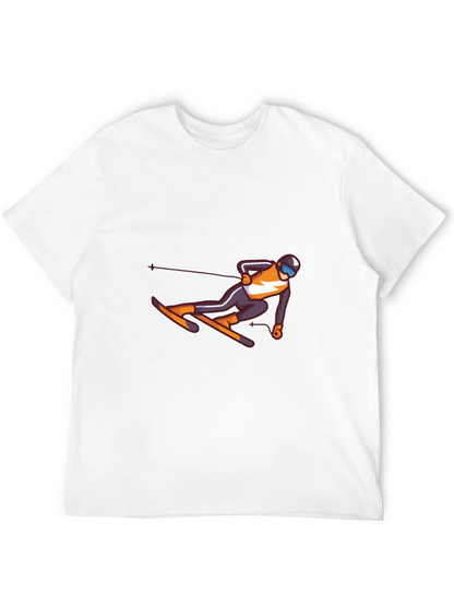 Skiing Graphic Tee - Black Cotton T-Shirt
