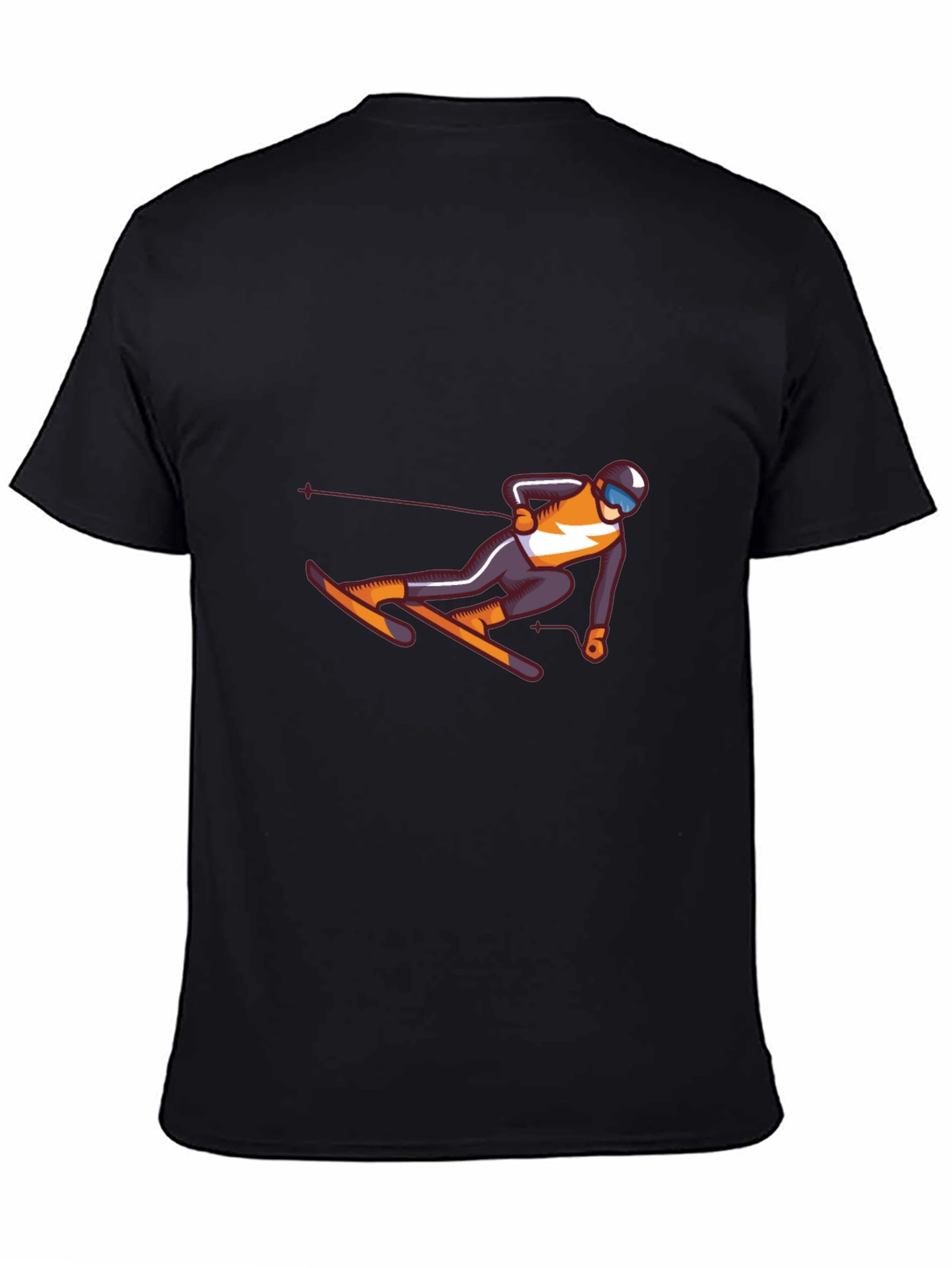 Skiing Graphic Tee - Black Cotton T-Shirt