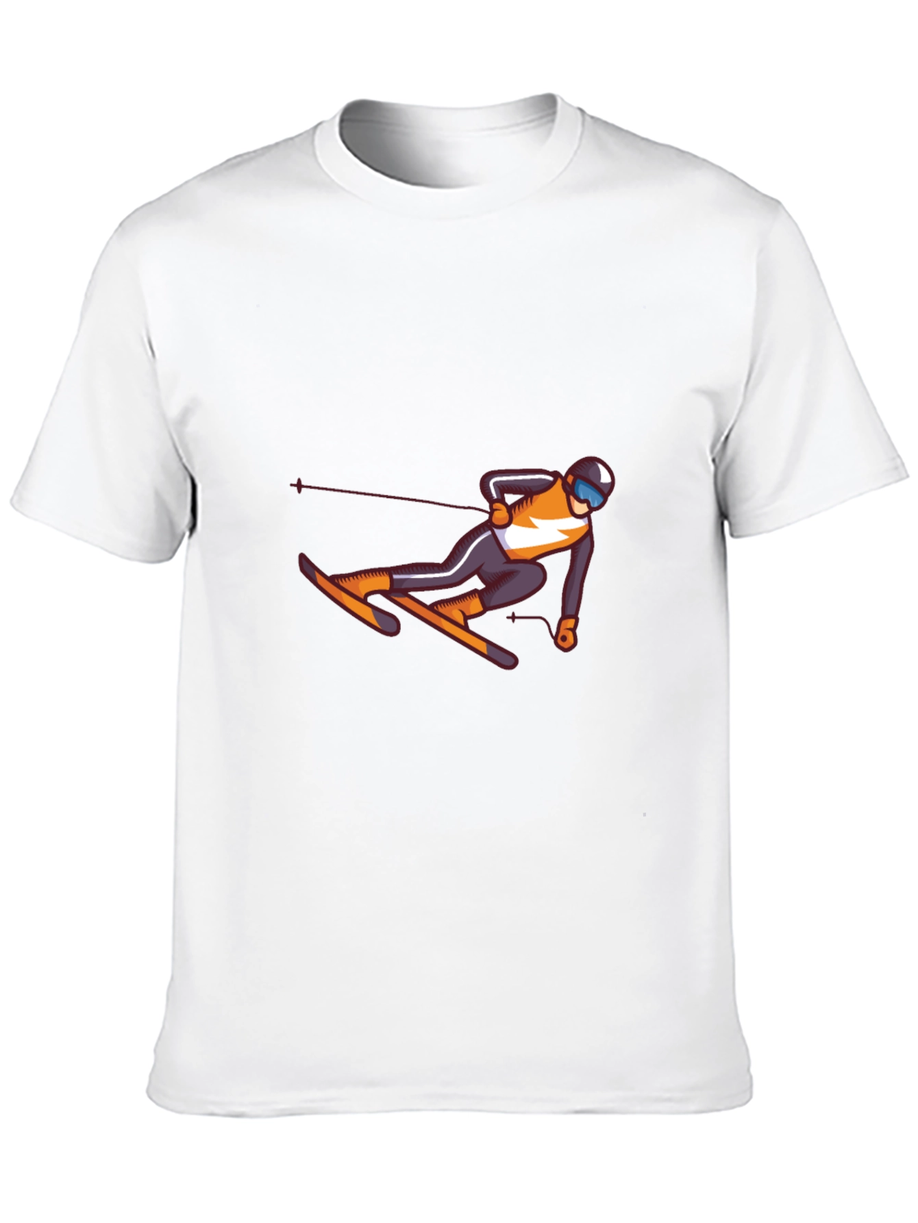 Skiing Graphic Tee - Black Cotton T-Shirt
